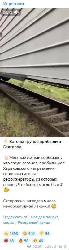 Фейк: В Белгород привезли целые вагоны с телами бойцов ВС РФ, погибших в ходе контрнаступления ВСУ в Харьковской области Фейк: В Белгород привезли целые вагоны с телами бойцов ВС РФ, погибших в ходе контрнаступления ВСУ в Харьковской области